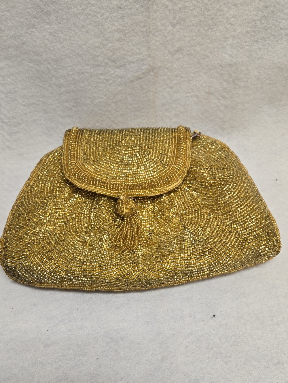 Gold Beaded Evening Clutch Elegant Women's Bag 21.5" Metal Strap